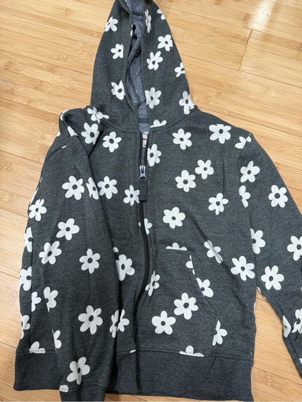 Cat & Jack Gray Floral Zip Hoodie